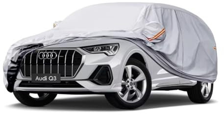 GUNHYI Autoabdeckung Wasserdicht und atmungsaktiv für Audi Q3, Touareg, T-ROC, BMW X1, Vollgaragen-Autoabdeckplane aus 6-lagigem Material für Schnee- und Sonnenschutz (bis 460 cm).