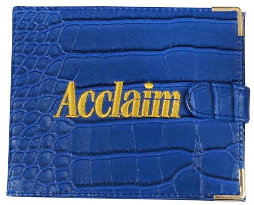 Acclaim Folding Wallet Style Lawn Bowls Bowling Scorecard Holder Synthetic Texture Effect Press Stud Closure 12.5 cm x 10 cm Closed (Blue)