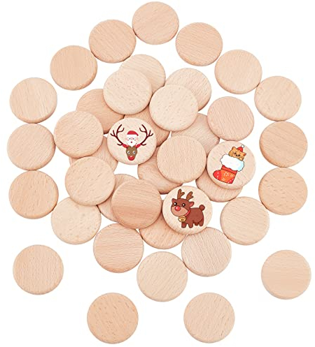 nbeads 40 Stück 39.5 mm Holz Runde Stücke, 7 mm Dicke Unbehandelte Holzkreise Runde Scheiben Holzausschnitte Ornamente Für Heimwerker Basteln Malen Hochzeit Heimdekoration