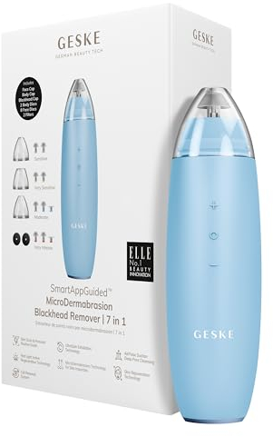 GESKE | SmartAppGuided™ MicroDermabrasion Blackhead Remover | Extracteur points noirs 7 in 1 | Nettoyeur pores | Ventouse innovante | Outils beauté | Appareil nettoyage peau | Appareil soins de peau