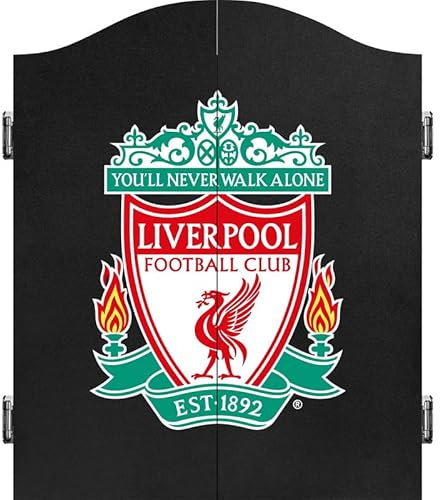 FOCO Officially Licensed Liverpool Football Club The Reds Darts and Dartboard Cabinet, Club Crest, Black (CAB076)
