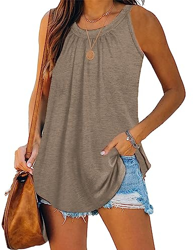 Famulily TräGertop Damen Baumwolle Yoga Top Damen Sommer Locker Khaki M