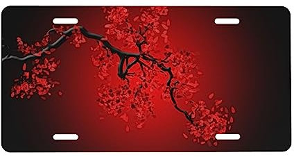 Rote Kirschblüte Nummernschild Personalisierte Front Nummernschilder Benutzerdefinierte Auto Tags Aluminium Metall Nummernschild Abdeckung