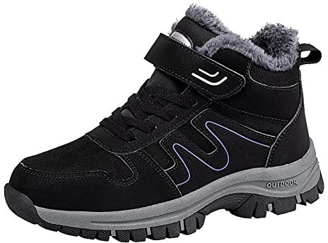 Yunyahe Trainers Women's Couple Models for Women Middle Aged and Elderly with Velcro Fastening Plus Velvet Thickening, Non-Slip, Comfortable Cotton Shoes, Warm Sports Cotton Shoes Running Shoes,