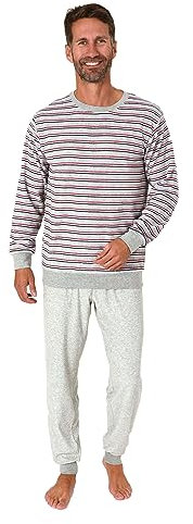 Normann Herren Langarm Frottee Schlafanzug Pyjama mit Bündchen - auch in Übergrößen, Farbe:grau, Größe:62