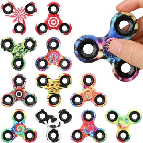 12er-Pack Fidget-Spinner-Spielzeug für Kinder und Erwachsene, Metall-Tri-Spinner zum Stressabbau, Weihnachts-Geburtstags-Strumpffüller-Klassenzimmerpreis für Jungen im Alter von 3–12 Jahren