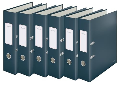 Leitz Qualitäts-Ordner, 6er Pack, A4, 600 Blatt, 8 cm Rückenbreite, Samtgrau, Cosy-Serie, 10610089