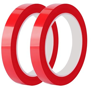 Qrity 2 Rouleaux de Ruban Adhésif en Mylar, 10mm x 66m Ruban Adhésif Isolant, Ruban Électrique, pour Isoler, Réparer et Protéger les Fils Électriques, Rouge