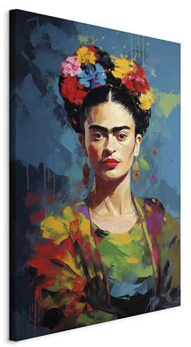 murando - Wandbilder Frida Kahlo 40x60 cm 1 tlg - Wand Deko Leinwand Bilder Groß Wohnzimmer Schlafzimmer Kunstdrucke - Mit Farbe bemalt Frau Porträt Frau Abstraktion h-H-10053-b-a