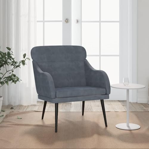 ZEYUAN Sessel, Relaxsessel, Ohrensessel, Kinosessel, Tv Sessel, Lesesessel, Sessel Schlafzimmer, Kino Sessel, Einzelsofa, Dunkelgrau 63x76x80 cm Samt