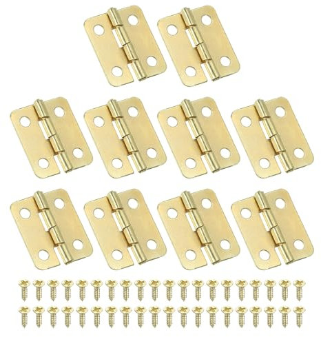 PATIKIL 10 Stück Mini Scharniere Klappbar 270 Grad, 18x13mm Eisen Scharnier Steckverbinder mit Schrauben, Kleine Klappscharniere Gold Türscharniere für Schrank Holzkisten Schubladen