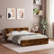 vidaXL Smoked Oak King-Size Bed Frame with Headboard - 150x200 cm, Plywood Slats, Engineered Wood Base, Contemporary Bedroom Furniture