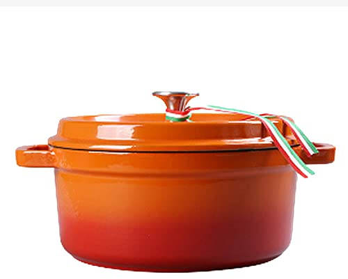 QTANZIQI Utensilios de Cocina Olla de Horno Holandés Redonda de Hierro Fundido Esmaltado con Tapa, Olla de Esmalte para Hornear Pan Cazuela de Cerámica, Estufa a Horno, Olla para Sopa, Olla para