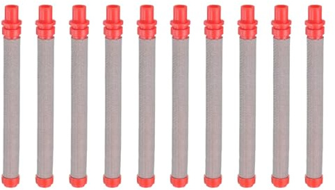 QUARKZMAN Filtro de Pistola de Pulverización sin Aire Rojo 10 Piezas | Filtro de Pantalla de Pistola de Alta Presión de Pintura de Accesorios de Pulverización Tipo Empujar