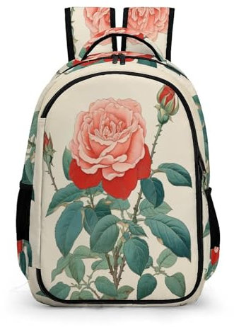TPISLI Ranzen Mädchen 5 Klasseranzen Rosen Rucksack Für Kinder Von 10 Bis 11 Jahren Blume Rosen Schulrucksack Leichter Reise Outdoor Freizeit