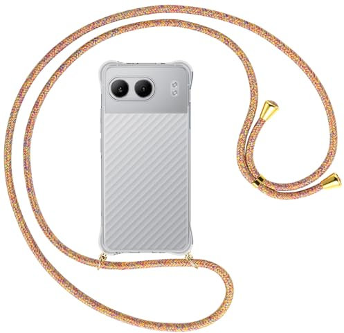 mtb more energy® Handykette kompatibel mit OnePlus Nord 4 5G - Rainbow/Metallteile: Gold - Smartphone Hülle zum Umhängen - Anti Shock Full TPU Case