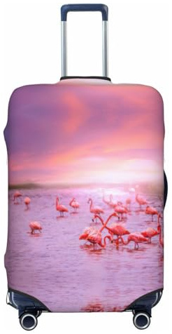 JEJEA Housse de protection pour valise de voyage lavable et anti-rayures Motif flamants roses, Noir , S