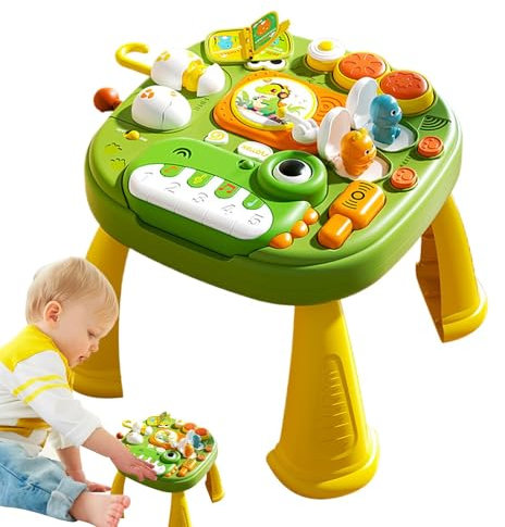 ycezw Aktivitätentisch, Lerntisch, Dinosaurier-Schreibtisch mit Musik und Lichtern – Lernspielzeug, stehender Spieltisch für und Mädchen