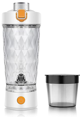 Electric Protein Shaker Bottle, USB Rechargeable Blender Cup, Water Drink Mixer Portable Bottles for Gym Sport (White)