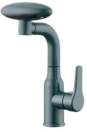 Robinet Lavabo Salle de Bain avec Douchette Extractible Pivotant a 360° 4 Mode Mitigeur Cascade Lavabo,vert Foncé