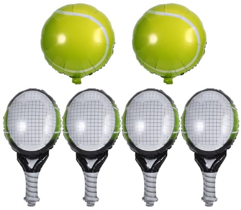 Yardwe Tennisball Und TennisschläGer Folienballons 6 StüCk Partydeko FüR Tennis Motto Geburtstag Indoor Outdoor Tennisball Und SchläGerballon Set
