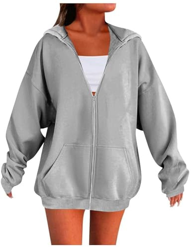 Cocila Felpa Donna Estiva Cotone Felpe Oversize Coperta con Cappuccio Invernale del Dear Person Behind Me Hoodie Neoprene Zip Orecchie Verde Militare Porta Gatto Collo Alto