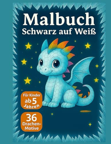 Malbuch Schwarz Weiß: Drachenmalbuch