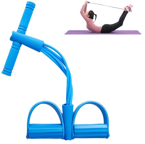 Fußpedal Widerstandsband 6 Tube, 2025 Workout Ganzkörperformung, Sit-Up-Trainingsgeräte für Frauen Männer (4 Tube-B)