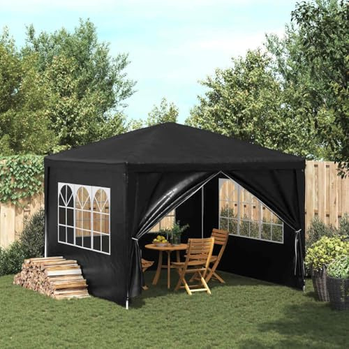 QJBSAVVA Partyzelt 3x3 m Anthrazit UV-beständiges Gartenpavillon aus robustem PE mit Edelstahlrahmen Fenster und Reißverschlusstür leicht aufstellbarer Shelter für Garten Grill und Camping