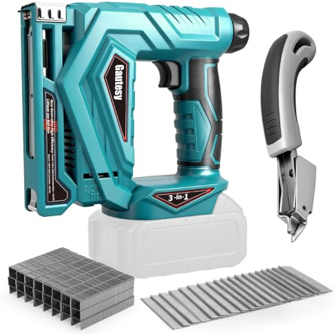 Cordless Nail Gun Compatible with Makita 18V Battery,2 in 1 Brushless Nail Gun/Staple Gun with 1000 Nails and 1000 Staples for Upholstery,Carpentry and Woodworking Projects(No Battery)