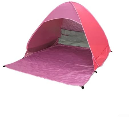 Honseadek Strandzelt, 200 x 165 x 130 cm, King-Size-Größe, automatisch, schnell zu öffnen, Outdoor-Unterschlupf, UPF 50+, UV-Schutz, wasserdicht, einfacher Aufbau für Camping, Angeln (Rosa)