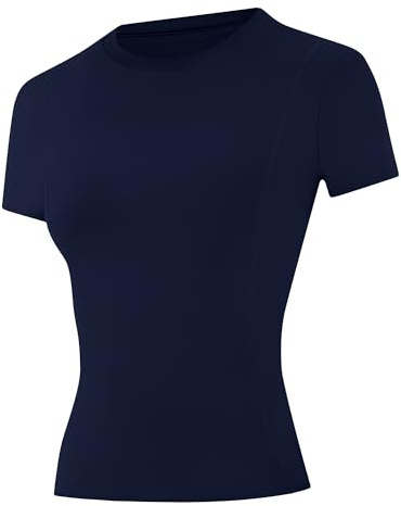 Runhit Kompressionsshirt Damen Kurzarm, Sportshirt mit Klassischem Schulter-Schnitt, Atmungsaktives Funktionsshirt Schnell trocknend, Sport T-Shirt für Fitness Gym Laufen Yoga