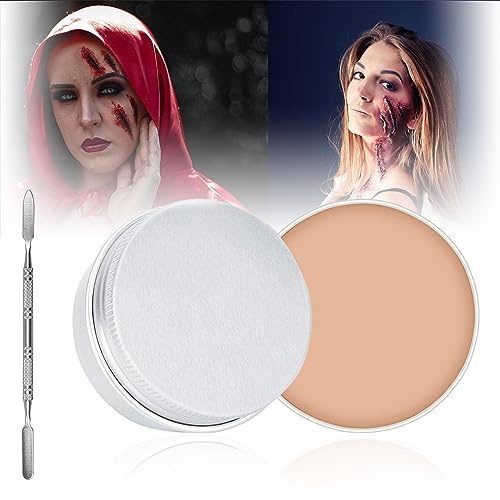 Narbenwachs, FainFun 50g Hautwachs,1 Spatel, Modelliermasse, Scar Wax, für Halloween-Party verkleiden, Rollenspiel, Zombie-Imitation Make-up (2, A)
