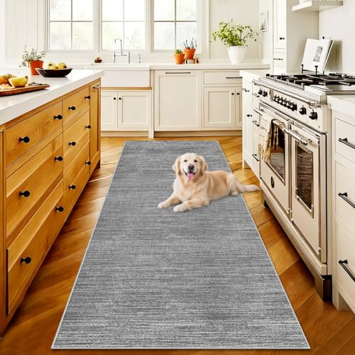 AYHSMNOU Teppichläufer Läufer Flurläufer Küchenläufer Flur Läufer Teppich Rutschfester Waschbarer Teppich für Küche Läufer Schlafzimmer Bodenteppich für Flur Eingangsbereich Grau 40 x 150 cm