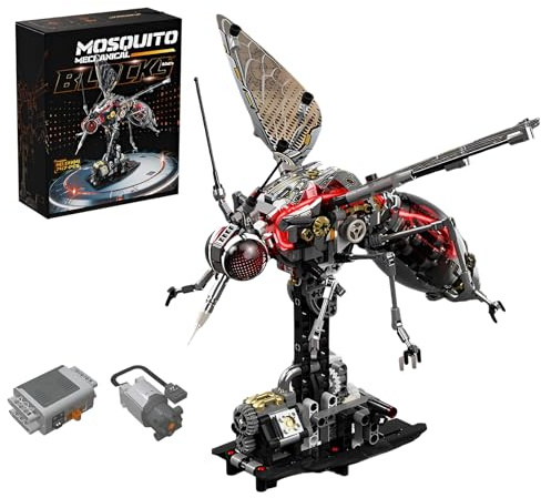 Technik Mücken Bausatz, 747Stk Mechanischer Insekten-Mücken Klemmbausteine, Cyberpunk-Insekten-Tiermodell-Spielzeug, Sammlerstücke, Schreibtisch-Deko Geschenke für Erwachsene und Jugendliche-13104-D