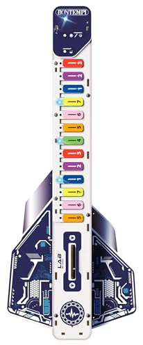 BONTEMPI - Kit de Montage Guitare Électronique avec Composants en Bois, Unité de Contrôle Électronique, Haut-parleurs, 20 Morceaux Préenregistrés, 5 Sons, Volume Réglable 165x415x50 mm