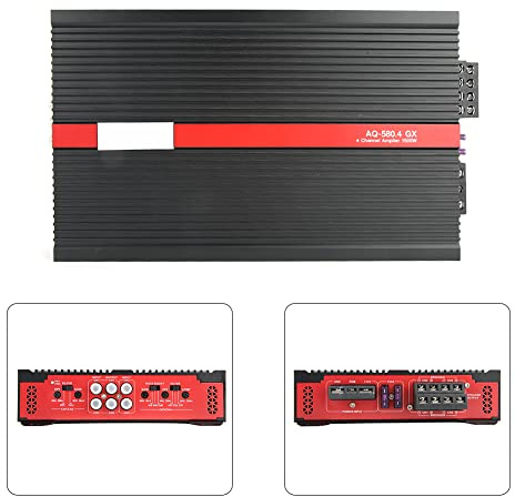 Kikumi Amplificatore di Audio per Auto 4 80 W X 4 AMP Ad Alta 320 W X 2 a Ponte Compatibile con la Maggior Parte delle Auto per Stereo per Univ