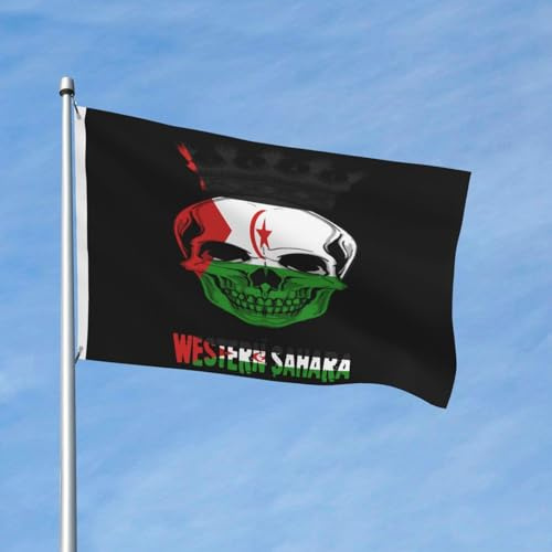 Flag Cráneo De Rey Del Sáhara Occidental Antiguo Bandera Colores Vívidos Bandera De Jardín Decorativas Pancarta Para Eventos Deportivos Interior Patio 90X150Cm