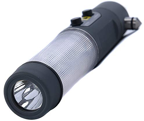 AA 3-in-1 Emergency Flashing Beacon Torch Glass Hammer Seatbelt Cutter Rescue Tool for Cars and Other Vehicles AA1306, Grey