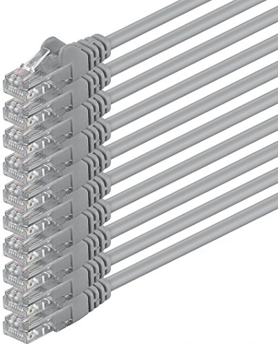 7.5m - gray - 10 pieces - (PACK) - CAT.6 CAT6 Ethernet LAN network cable 1000 Mbit/s patch cable
