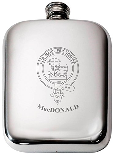 I LUV LTD MacDonald clan Crest Pewter Hip Flask 6 oz