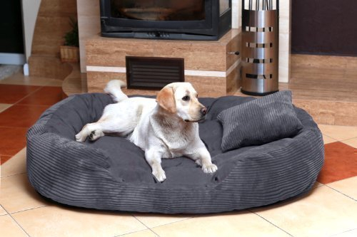 tierlando Hundebett Philip Hundesofa - Soft Cord Velours - XL XXL XXXL - 110cm bis 170cm - Dogge, Ridgebacks (Grau)