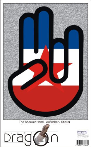 INDIGOS UG The Shocker Hand - Aufkleber/AUTOAUFKLEBER - Decal Sticker 15cm außenklebend - schwarzer Umriss mit Fahne/Flagge - Yugoslavia-Jugoslawien