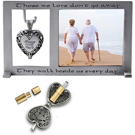 Abbey & CA Gift Bilderrahmen mit Phiole für Asche oder als Andenken, Beerdigung oder Beileidsgeschenk für den Verlust eines geliebten Menschen, für 6,3 x 5,7 cm große Fotos