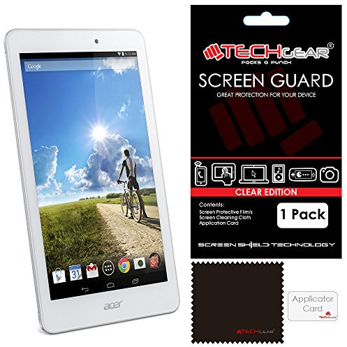 TECHGEAR Screen Protector for Acer Iconia One 8 (Model: B1-810 / B1-811) - Clear Lcd Screen Protector Cover Guard with Cleaning Cloth & Applicatior Card