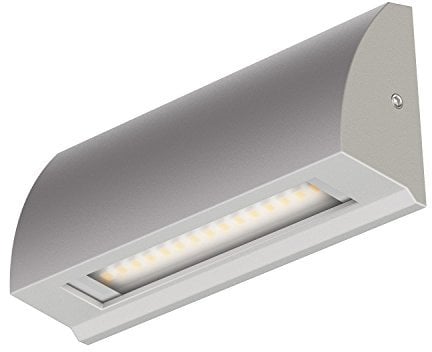 ledscom.de LED Wandleuchte/Treppenlicht SEGIN für außen, IP54, flach, Downlight, grau matt, eckig, 3,8 W, 265lm, warmweiß