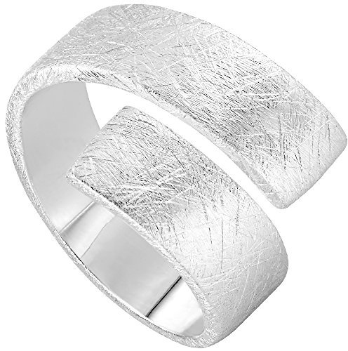 Vinani Damen Ring 925 Silber - Bandring-Design massiv gebürstet anpassbar - aus 925 Sterling Silber für Frauen - Größe 64 (20.4) 2RSS-64
