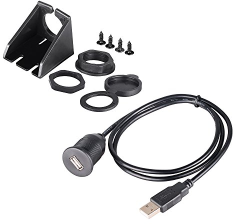Auto Pannello Cruscotto Montaggio a Filo Kit, 2M 6.5ft Cavo Prolunga USB 2.0 per Auto, Camion, Moto e Barche