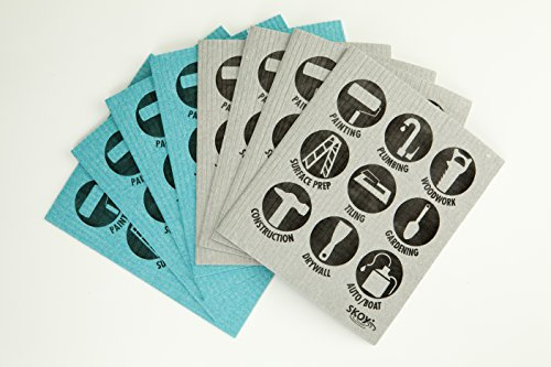 Skoy SK111 Eco-Friendly Swedish Dishcloth-Hardware design Pack of 8, 7x7, Turquoise and Grey (8 Piece)