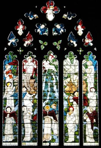Church Stained Glass Window Gothic Cathedral Photography Backdrop 5x7ft | Holy Angel Christ Christianity Worship of Heaven Religion Background Church Decor Baptism Portrait Photoshoot Studio Props